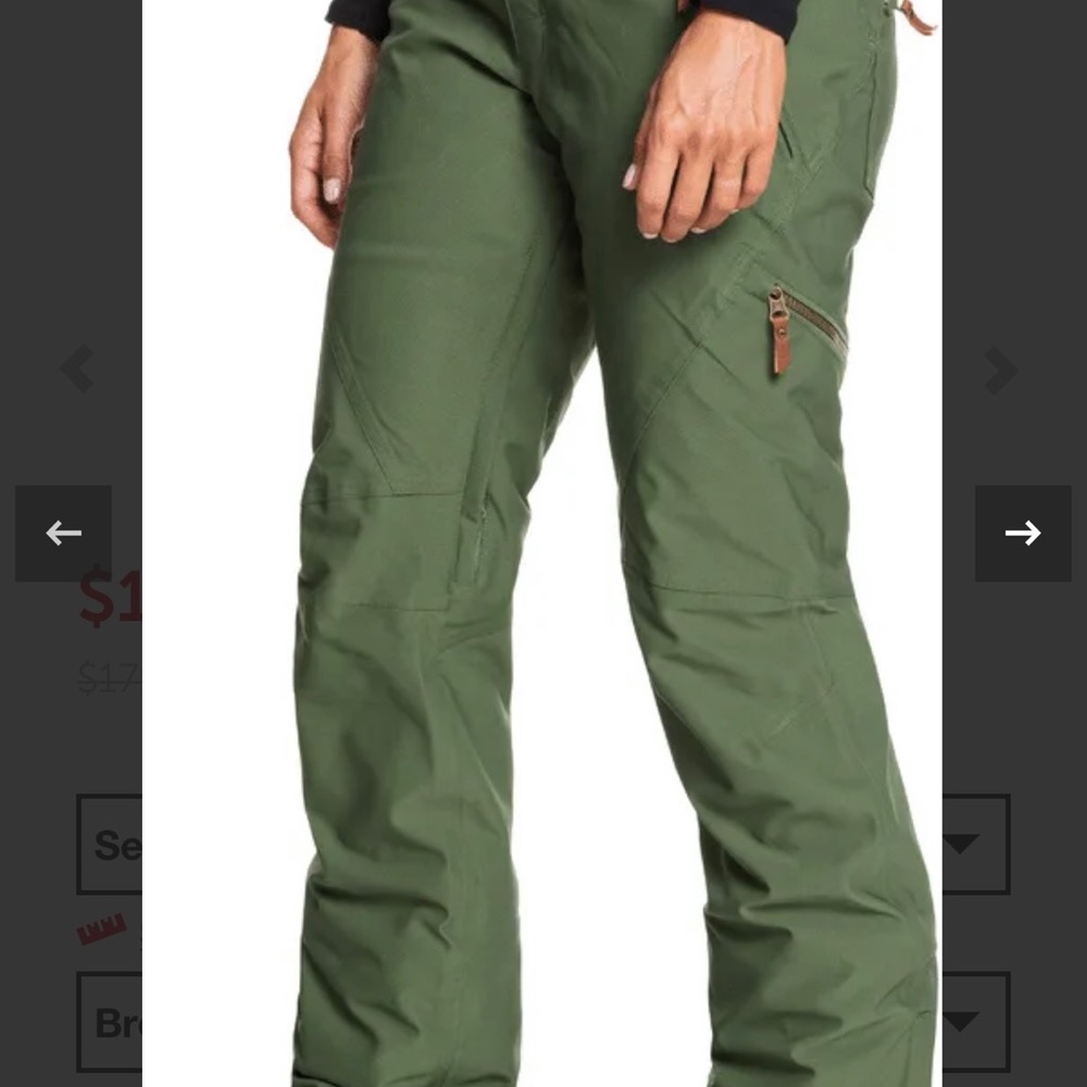 Roxy cabin snow pants . Size small. Excellent condition.